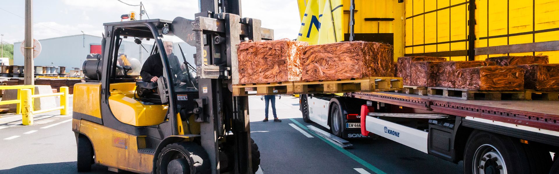 Nexans Lens, France, unloading copper bales for recycling